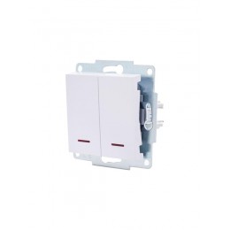 Выключатель 2-кл. СП Vesna с индикацией механизм бел. LEZARD 742-0288-112