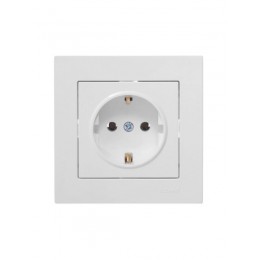 Розетка 1-м СП Vesna с заземл. ПБТ механизм бел. LEZARD 742-0288-122B