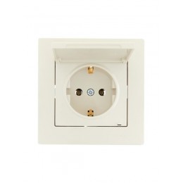 Розетка 1-м СП Vesna с заземл. с крышкой ПБТ механизм кремов. LEZARD 742-0388-123B