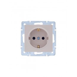 Розетка 1-м СП Vesna с заземл. защ. шторки ПБТ механизм крем. LEZARD 742-0388-124B