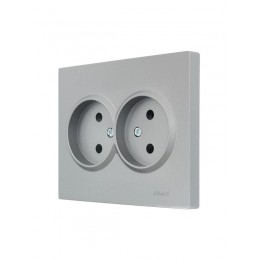Розетка 2-м СП VESNA без заземл. ПБТ платина LEZARD 742-3500-128B