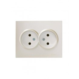 Розетка 2-м СП VESNA без заземл. ПБТ жемчуж./бел. перламутр LEZARD 742-3000-128B