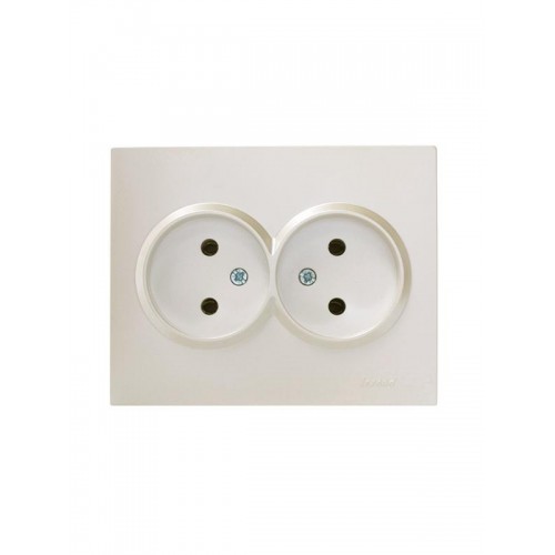 Розетка 2-м СП VESNA без заземл. ПБТ жемчуж./бел. перламутр LEZARD 742-3000-128B