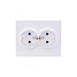 Розетка 2-м СП VESNA с заземл. со шторками ПБТ бел. LEZARD 742-0200-178B