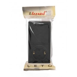 Блок выключатель 1-клав. и розетка 1-местн с заземл. LETO черн. бархат горизонталь LEZARD 752-4200-170BAP