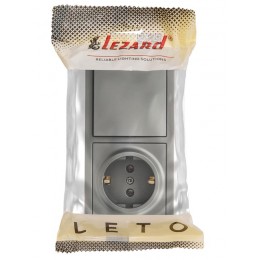 Блок выключатель 1-клав. и розетка 1-местн с заземл. LETO платина горизонталь LEZARD 752-3500-170BAP