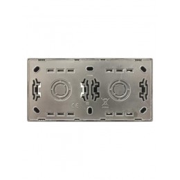 Блок Выключатель 2-клав. и розетка 1-местн с заземл. LETO платина горизонталь LEZARD 752-3500-170BKP