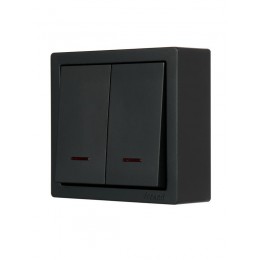 Выключатель 2-клав. с инд. LETO черн. бархат LEZARD 752-4200-112