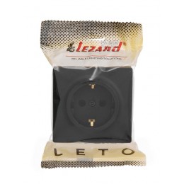 Розетка 1-мест. с заземл. LETO ПБТ черн. бархат LEZARD 752-4200-122B