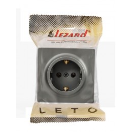 Розетка 1-мест. с заземл. LETO ПБТ платина LEZARD 752-3500-122B