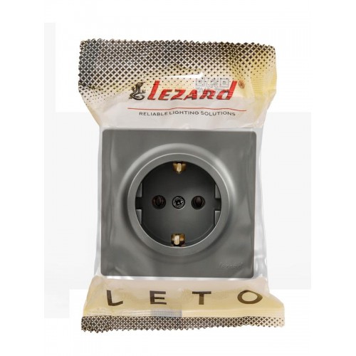 Розетка 1-мест. с заземл. LETO ПБТ платина LEZARD 752-3500-122B