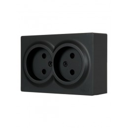 Розетка 2-мест. без заземл. LETO закрытый корпус ПБТ черн. бархат LEZARD 752-4200-128B