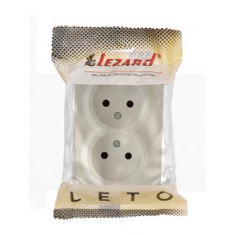 Розетка 2-м ОП LETO без заземл. закрытый корпус ПБТ крем LEZARD 752-0300-128B