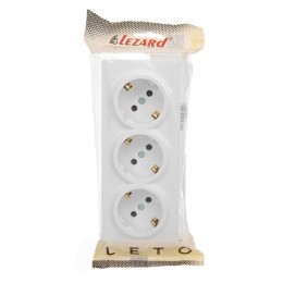 Розетка 3-мест. с заземл. LETO закрытый корпус ПБТ бел. LEZARD 752-0200-127BUP