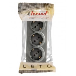 Розетка 3-мест. с заземл. LETO закрытый корпус ПБТ платина LEZARD 752-3500-127BUP