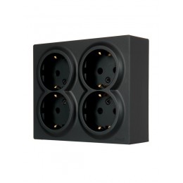 Розетка 4-мест. с заземл. LETO закрытый корпус ПБТ черн. бархат LEZARD 752-4200-127BDP