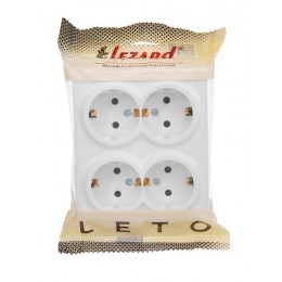 Розетка 4-мест. с заземл. LETO закрытый корпус ПБТ бел. LEZARD 752-0200-127BDP