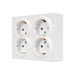 Розетка 4-мест. с заземл. LETO закрытый корпус ПБТ бел. LEZARD 752-0200-127BDP