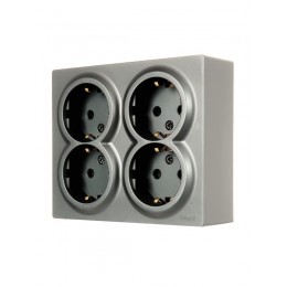 Розетка 4-мест. с заземл. LETO закрытый корпус ПБТ платина LEZARD 752-3500-127BDP