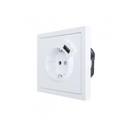 Розетка 1-мест. с/з+USB разъем ZIMA IP20 бел. LEZARD 704-0288-181