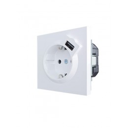 Розетка 1-мест. с/з+USB разъем ZIMA IP20 бел. LEZARD 704-0288-181