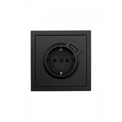 Розетка 1-мест. с/з+USB разъем СП ZIMA IP20 черн. бархат LEZARD 704-4288-181