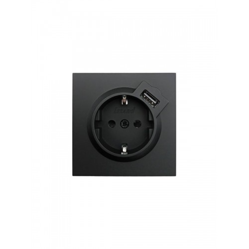 Розетка 1-мест. с/з+USB разъем СП ZIMA IP20 черн. бархат LEZARD 704-4288-181