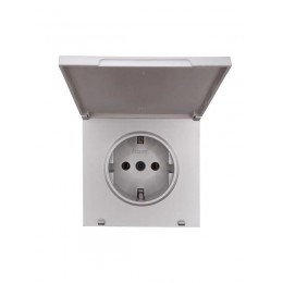 Розетка 1-мест. с/з с крышкой ПБТ СП ZIMA IP20 16А безвинт. зажим сер. матов. LEZARD 704-7488-123BQC