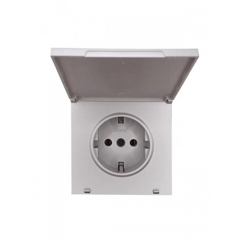 Розетка 1-мест. с/з с крышкой ПБТ СП ZIMA IP20 16А безвинт. зажим сер. матов. LEZARD 704-7488-123BQC