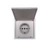 Розетка 1-мест. с/з с крышкой ПБТ СП ZIMA IP20 16А безвинт. зажим сер. матов. LEZARD 704-7488-123BQC