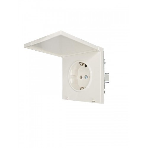 Розетка 1-мест. с/з с крышкой ПБТ СП ZIMA IP20 16А безвинт. зажим слон. кость LEZARD 704-9088-123BQC