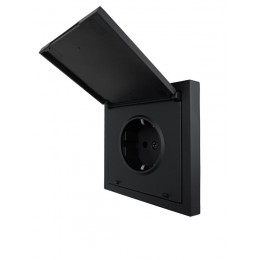 Розетка 1-мест. с/з с крышкой ПБТ СП ZIMA IP20 16А безвинт. зажим черн. бархат LEZARD 704-4288-123BQC