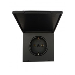 Розетка 1-мест. с/з с крышкой ПБТ СП ZIMA IP20 16А безвинт. зажим черн. бархат LEZARD 704-4288-123BQC