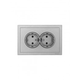Розетка 2-мест. б/з СП ZIMA IP20 16А ПБТ безвинт. зажим сер. матов. LEZARD 704-7400-128BQC