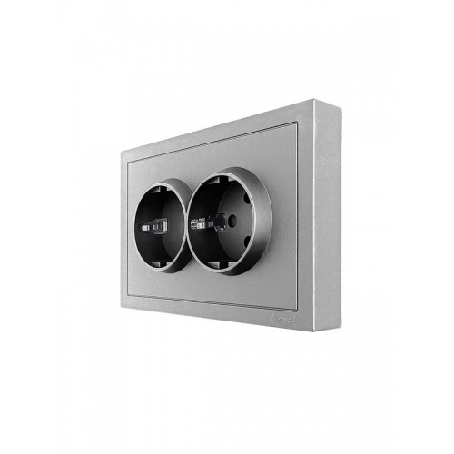 Розетка 2-мест. б/з СП ZIMA IP20 16А ПБТ безвинт. зажим сер. матов. LEZARD 704-7400-128BQC