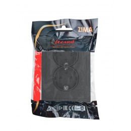 Розетка 2-мест. б/з СП ZIMA IP20 16А ПБТ безвинт. зажим черн. бархат LEZARD 704-4200-128BQC