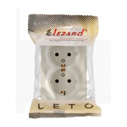 Розетка 2-м ОП LETO с заземл. закрытый корпус ПБТ крем LEZARD 752-0300-127B