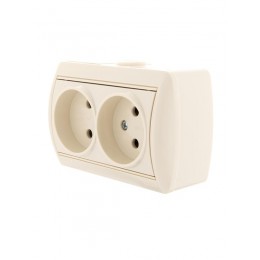 Розетка 2-м ОП Nata 16А IP20 без заземл. керамика крем. LEZARD 710-0300-128