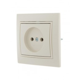 Розетка 1-м СП Mira 16А IP20 без заземл. со вставкой керамика крем. LEZARD 701-0303-121