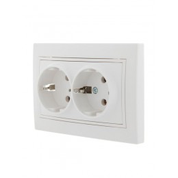 Розетка 2-м СП Mira 16А IP20 с заземл. с бел. вставкой керамика бел. LEZARD 701-0202-127