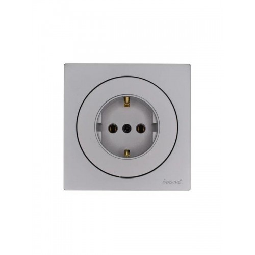 Розетка 1-м OSEN IP20 16А с заземл. ПБТ механизм сер. матов. LEZARD 743-7488-122B
