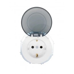 Розетка 1-м СП OSEN с заземл. с крышкой ПБТ бел. LEZARD 743-0288-123B