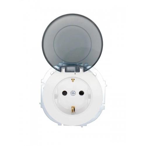 Розетка 1-м СП OSEN с заземл. с крышкой ПБТ бел. LEZARD 743-0288-123B