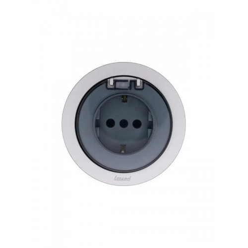 Розетка 1-м СП OSEN с заземл. с крышкой ПБТ механизм сер. матов. LEZARD 743-7488-123B