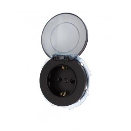 Розетка 1-м СП OSEN с заземл. с крышкой ПБТ механизм черн. бархат LEZARD 743-4288-123B