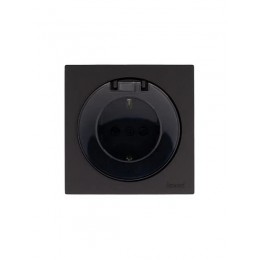 Розетка 1-м СП OSEN с заземл. с крышкой ПБТ механизм черн. бархат LEZARD 743-4288-123B