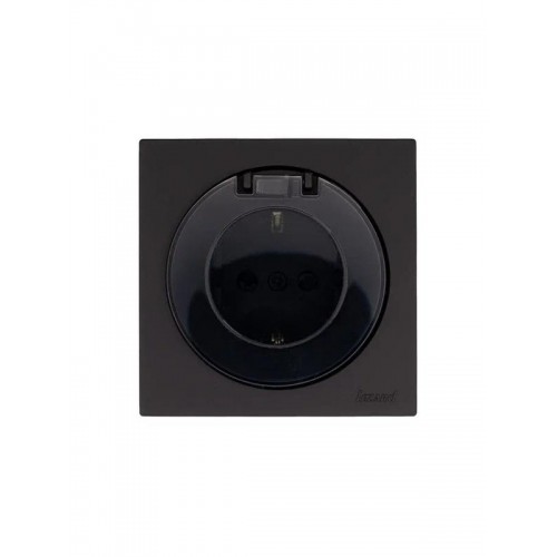 Розетка 1-м СП OSEN с заземл. с крышкой ПБТ механизм черн. бархат LEZARD 743-4288-123B