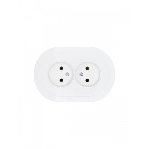 Розетка 2-м СП OSEN без заземл. ПБТ круглая бел. LEZARD 744-0200-128B