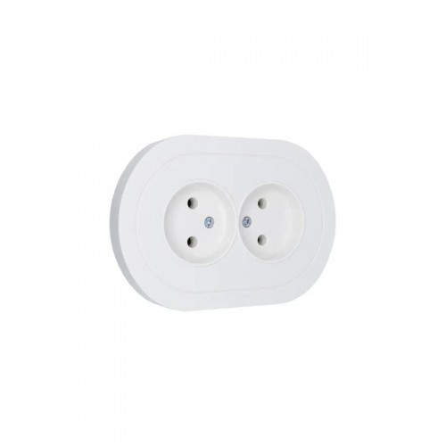 Розетка 2-м СП OSEN без заземл. ПБТ круглая бел. LEZARD 744-0200-128B