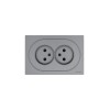 Розетка 2-м СП OSEN без заземл. ПБТ механизм сер. матов. LEZARD 743-7400-128B